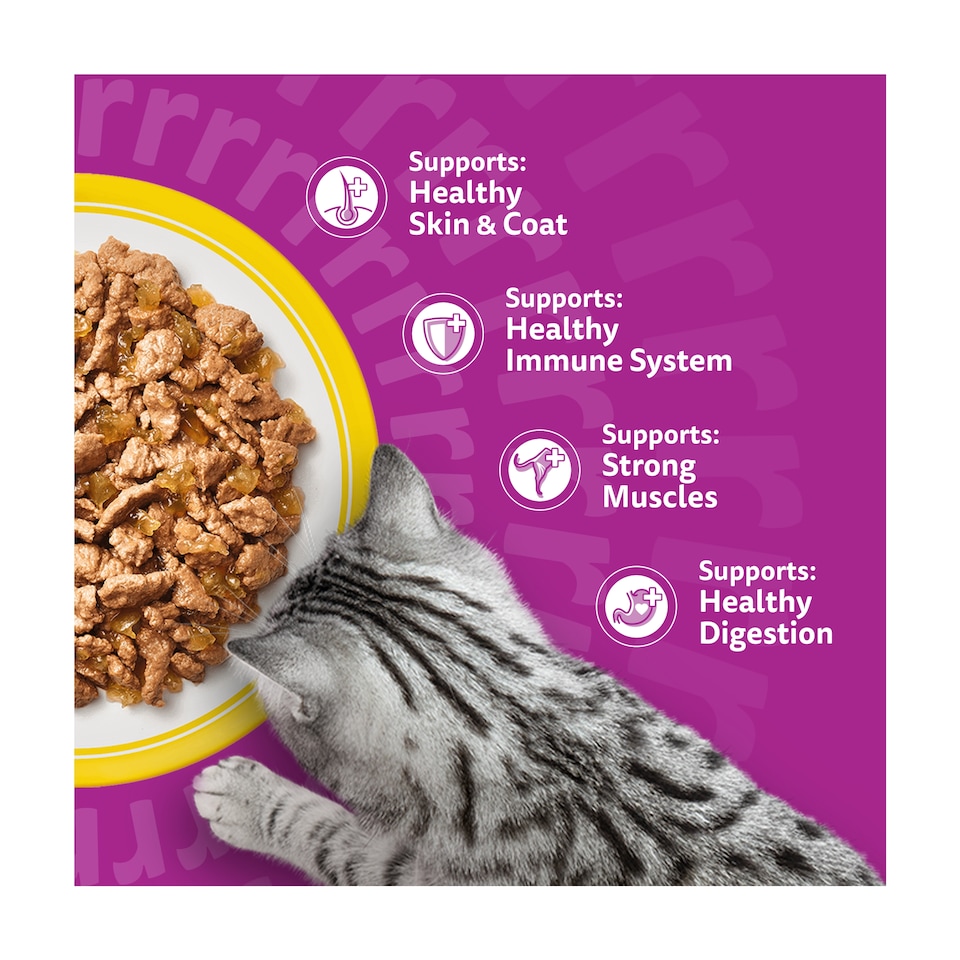 image 1 of Whiskas Adult Cat Food Pouches Poultry Feasts in Jelly 40x85g