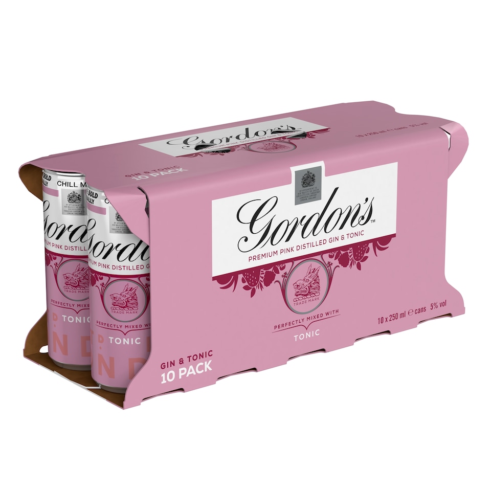 image 1 of Gordon's Pink Gin & Tonic Can 5% Vol 10x250ml