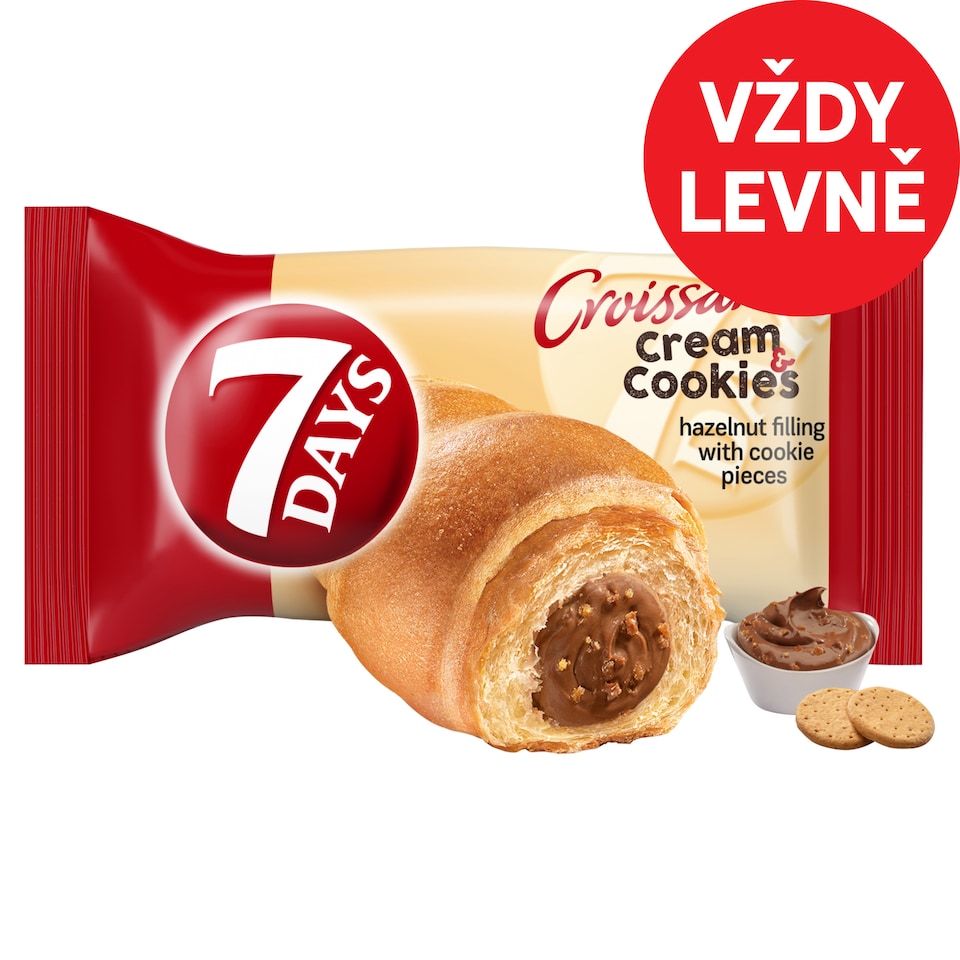 7 Days Croissant Cream & Cookies s lískooříškovým krémem s kousky sušenek 60g