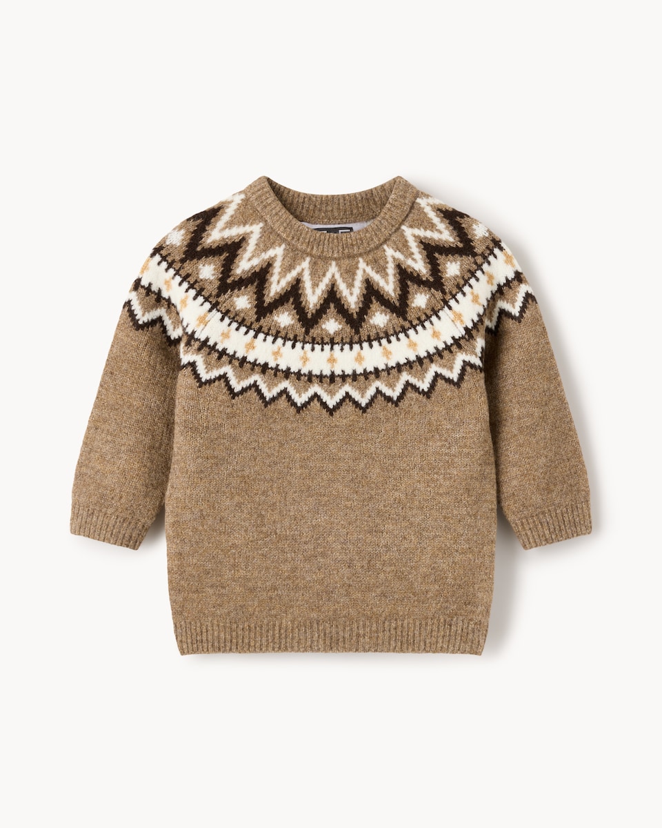 image 1 of F&F Baby Fair Isle Jumper in Brown