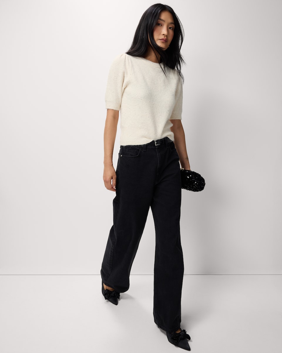 image 1 of F&F Sequin Sparkle Jumper in Cream
