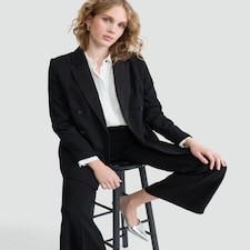 The F&F Edit Double Breasted Tuxedo Blazer in Black