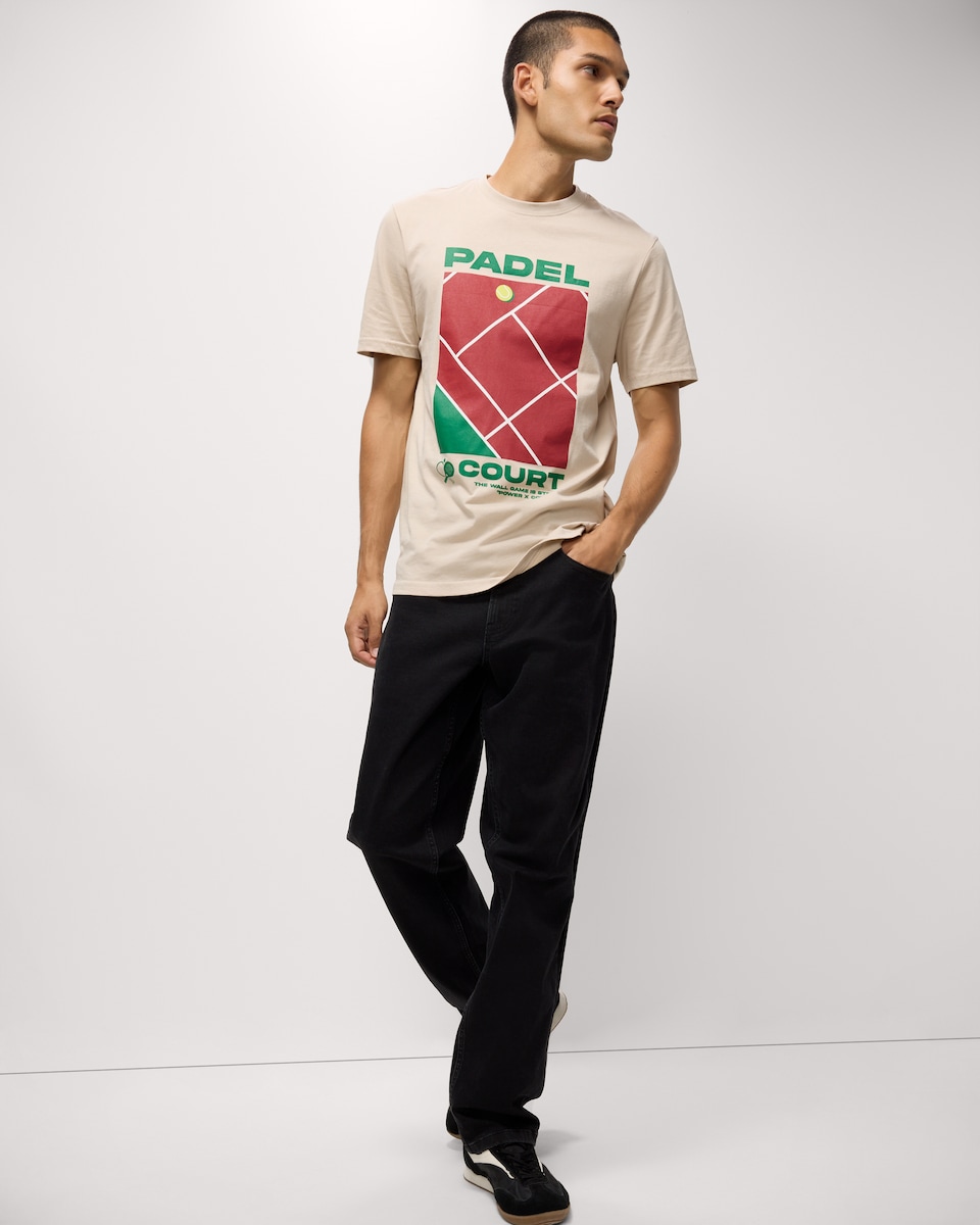 image 1 of F&F Pure Cotton Padel T-Shirt in Stone