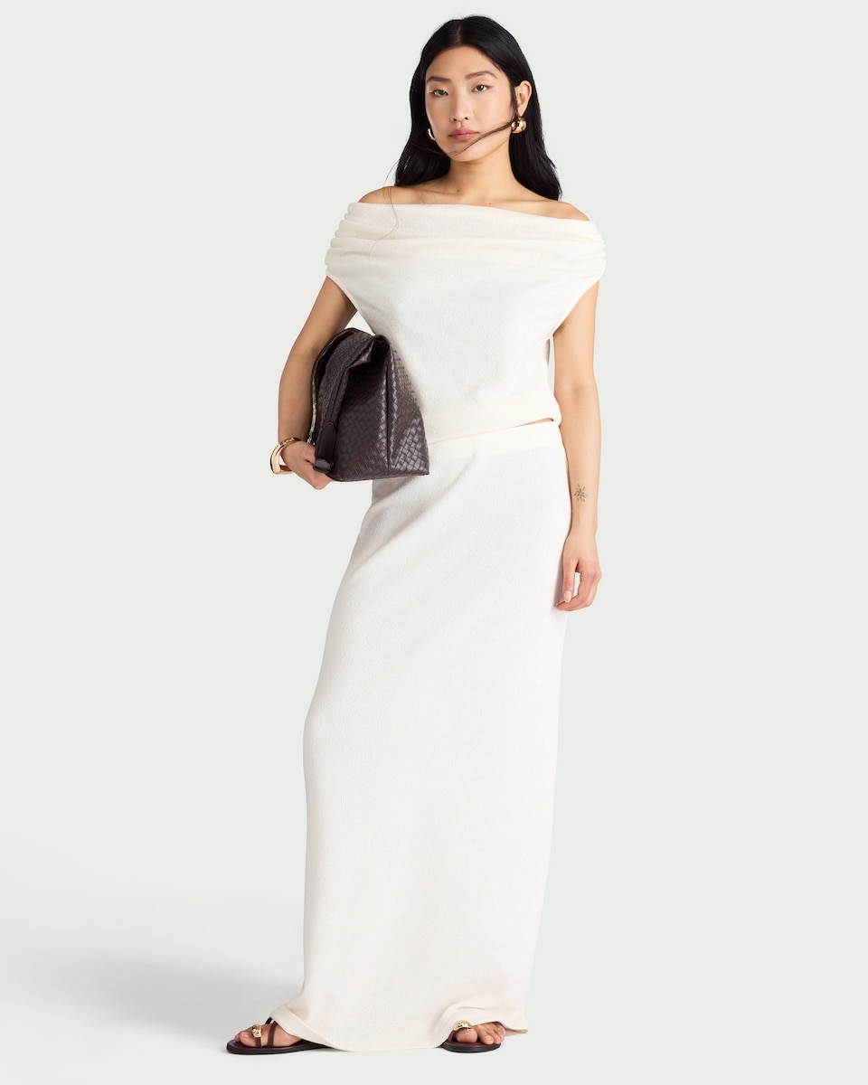 image 1 of F&F Textured Draped Co-ord Top in Cream