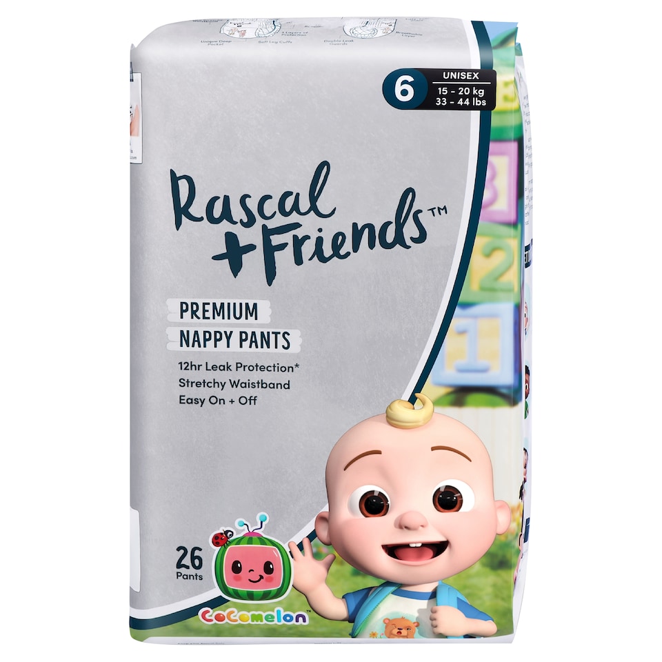 Rascals Premium Cocomelon Nappy Pants Size 6 26 Pack