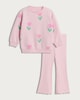 image 4 of F&F Girls Cotton Rich Tulip Print Sweatshirt and Leggings Set in Pink