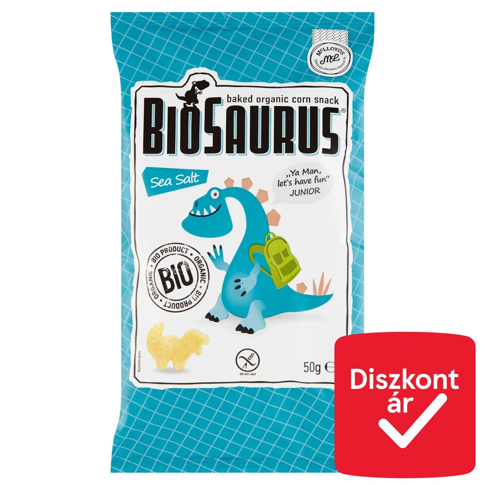 image 1 of BioSaurus Baked Organic Corn Snack with Sea Salt 50 g