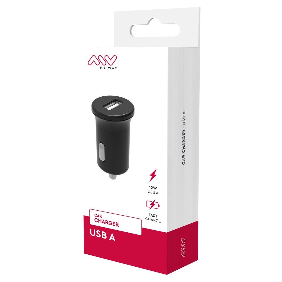 Myway Car Charger Usb 2.4A Black