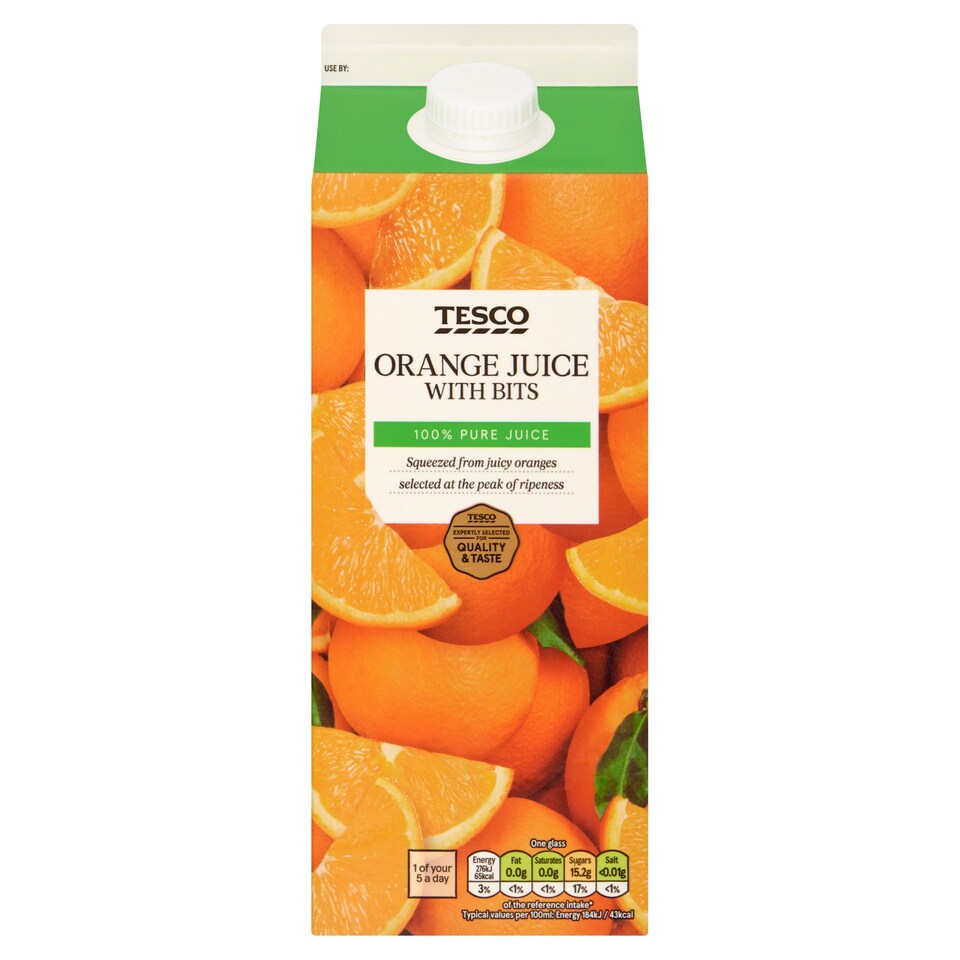 Tesco Orange Juice With Bits Not From Concentrate 1.75L