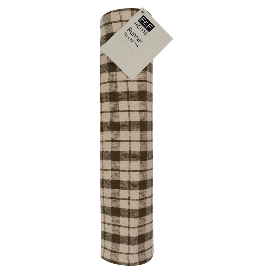 F&F Home Green Gingham Runner