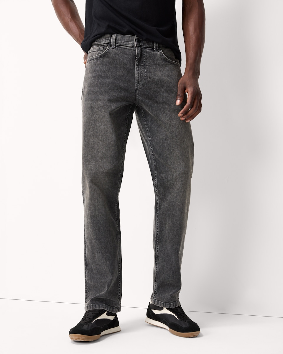 image 1 of F&F Cotton Rich FREEFIT® Relaxed Fit Jeans in Black