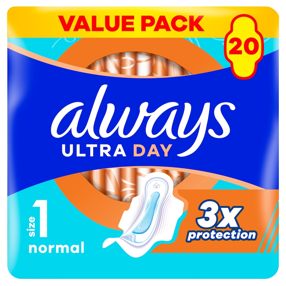 image 1 of Always Ultra Day Sanitary Towels Normal (Size 1) Wings x 20 Pads
