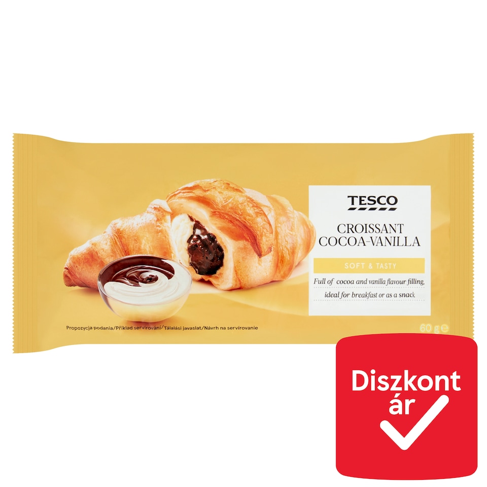 Tesco Croissant with Cocoa and Vanilla Flavoured Filling 60 g