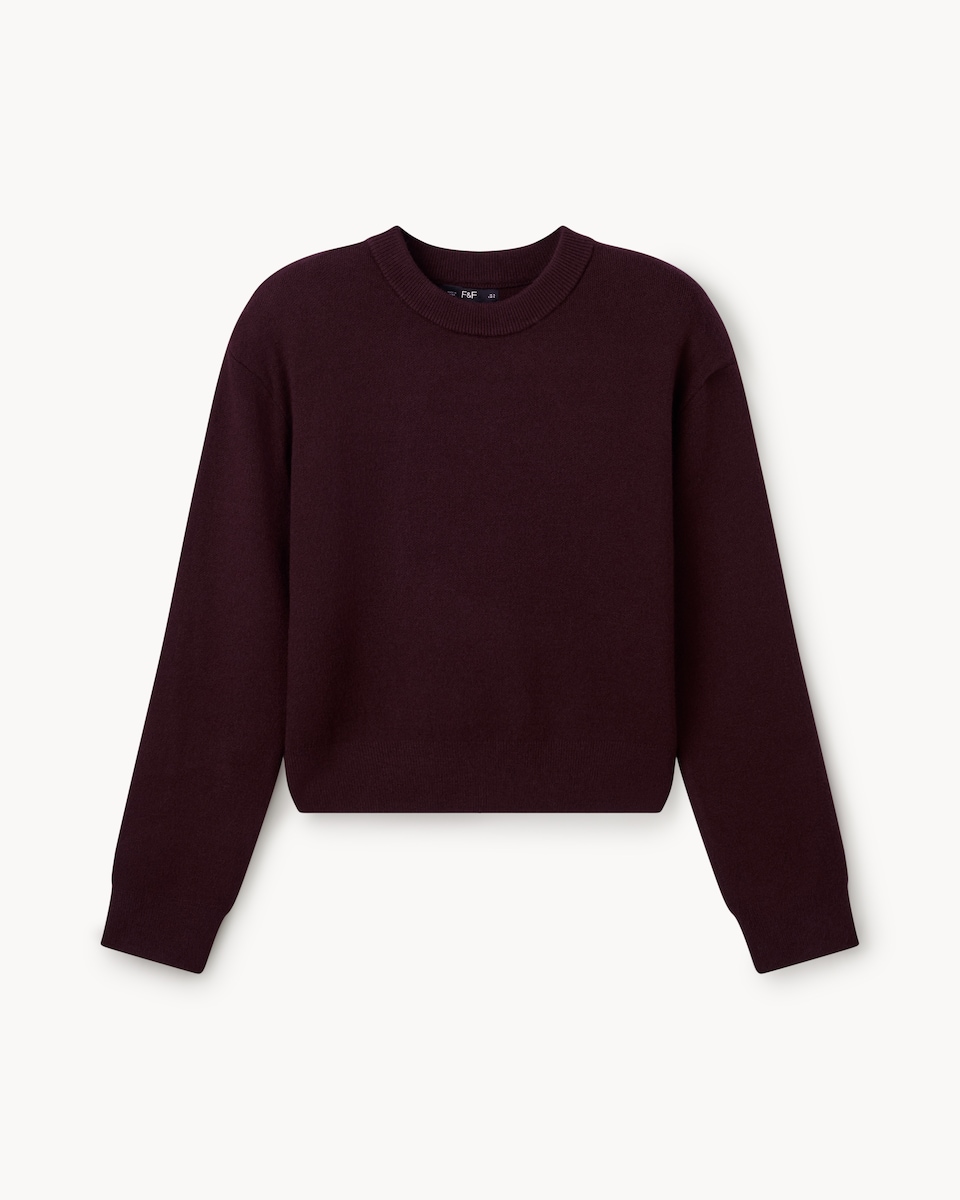 image 1 of F&F Crew Neck Jumper in Burgundy