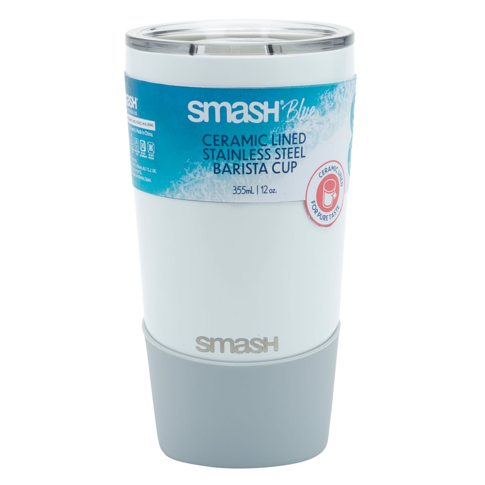 image 1 of Smash White/ Grey Stainless Steel Barista Cup 355ml
