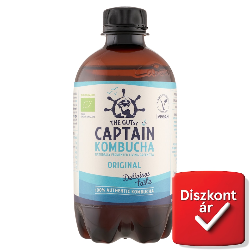 The Gutsy Captain Kombucha Original bio enyhén szénsavas fermentált zöld tea ital 400 ml 