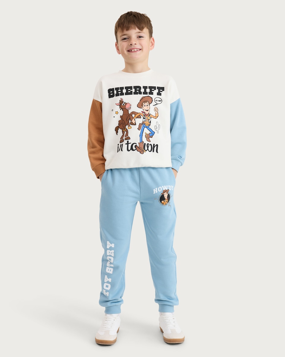 image 1 of Disney 2-Piece Cotton Rich Toy Story Sweatshirt and Joggers in Cream