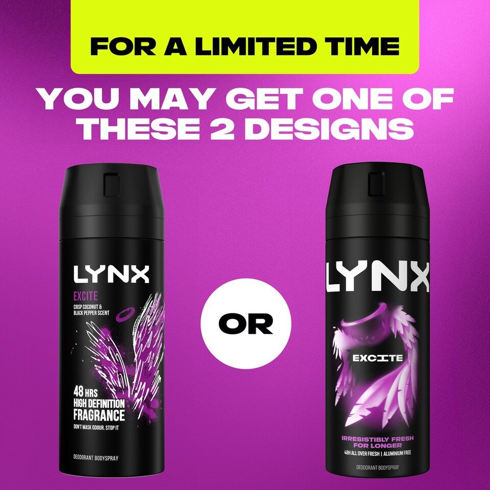 image 1 of Lynx Excite 48h Deodorant Bodyspray for Men 150ml