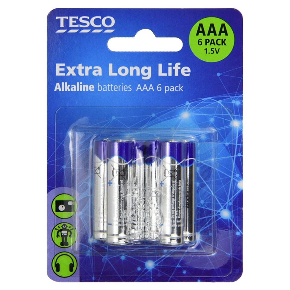 Tesco Extra Long Life Aaa 6 Pack