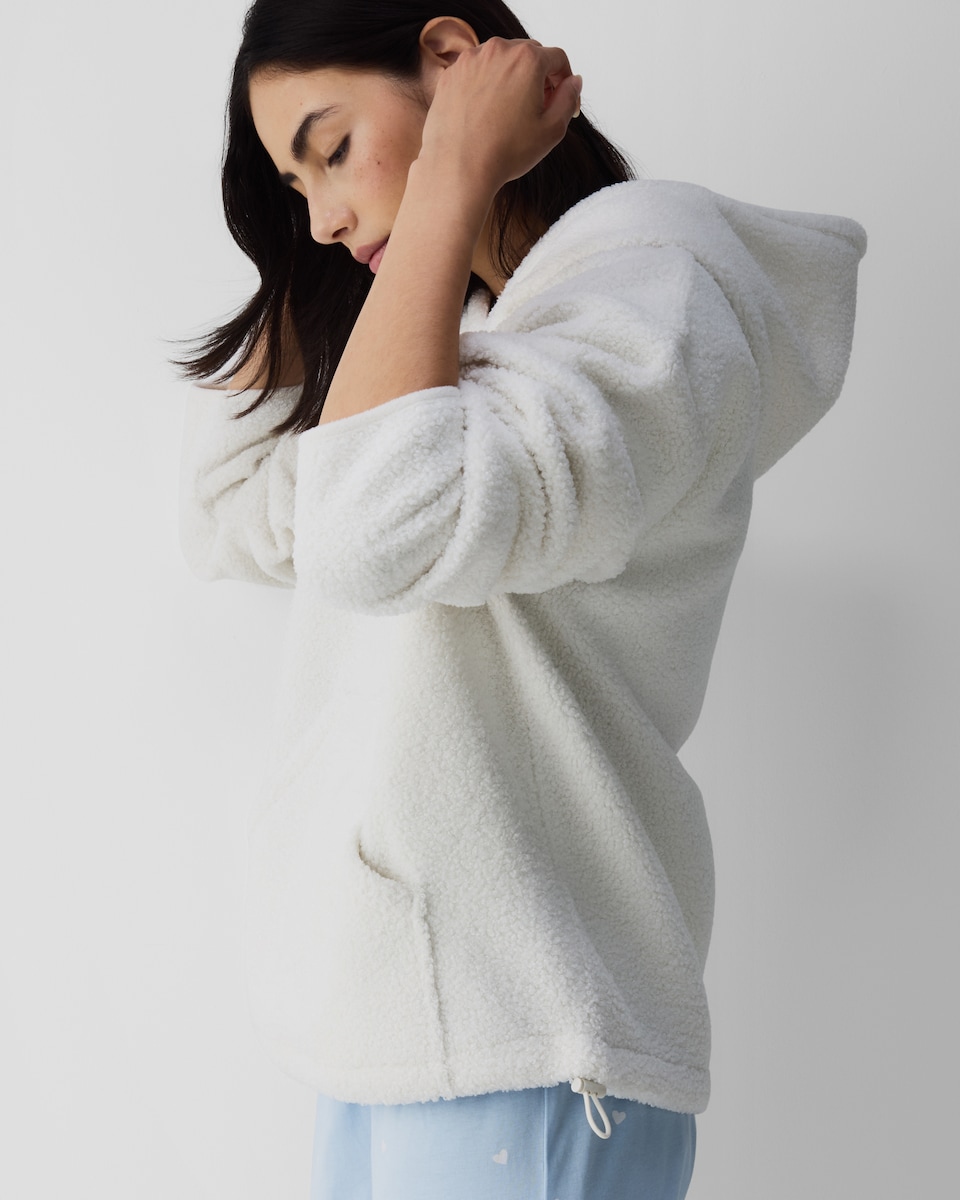 image 1 of F&F Borg Pyjama Hoodie in Cream