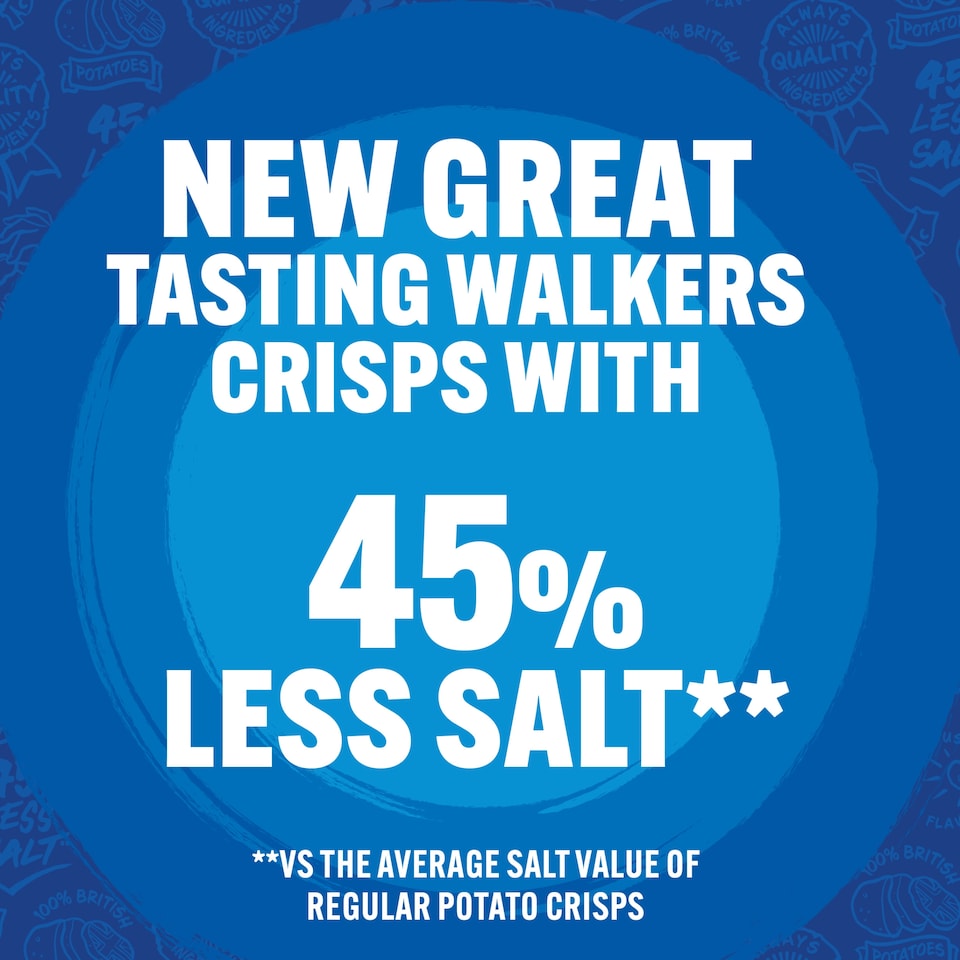 image 1 of Walkers A Dash of Salt & Vinegar Less Salt Multipack Crisps 6x25g