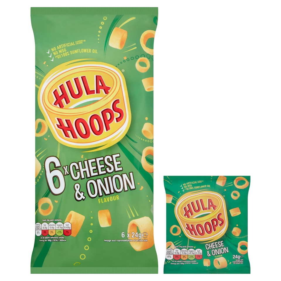 image 1 of Hula Hoops Cheese & Onion Multipack Crisps 6x24g