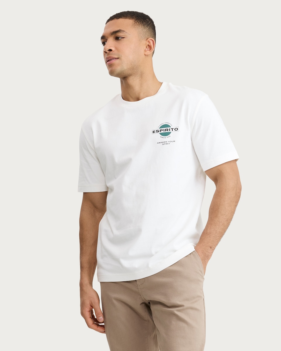 image 1 of F&F Pure Cotton Espirito Slogan Relaxed Fit T-Shirt in Cream