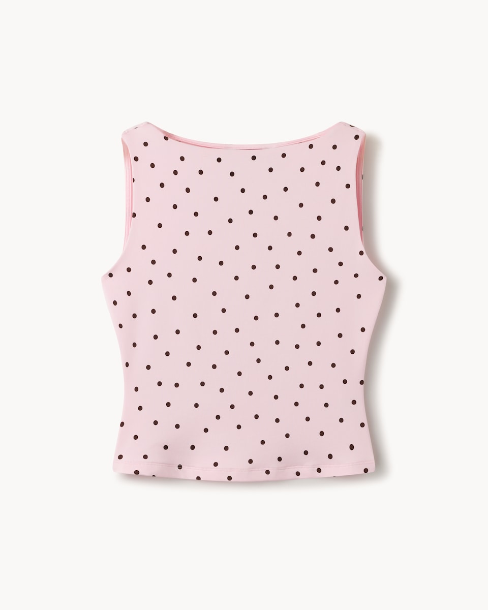 image 1 of F&F Polka Dot Slash Neck Vest in Multi Pink