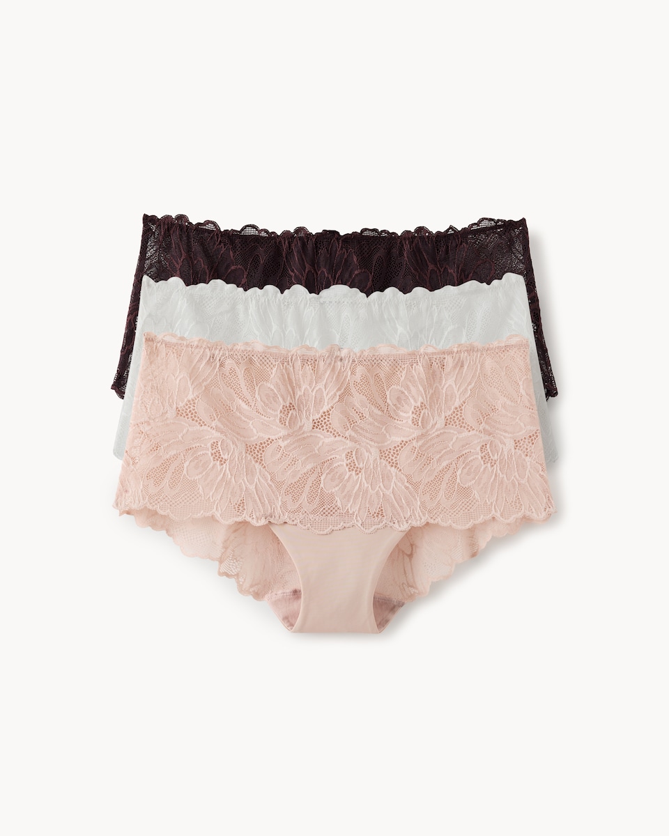 image 1 of F&F 3-Pack Galloon Lace Knickers in Multi