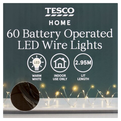 Tesco 60 Warm White Wire Christmas Lights - Tesco Groceries