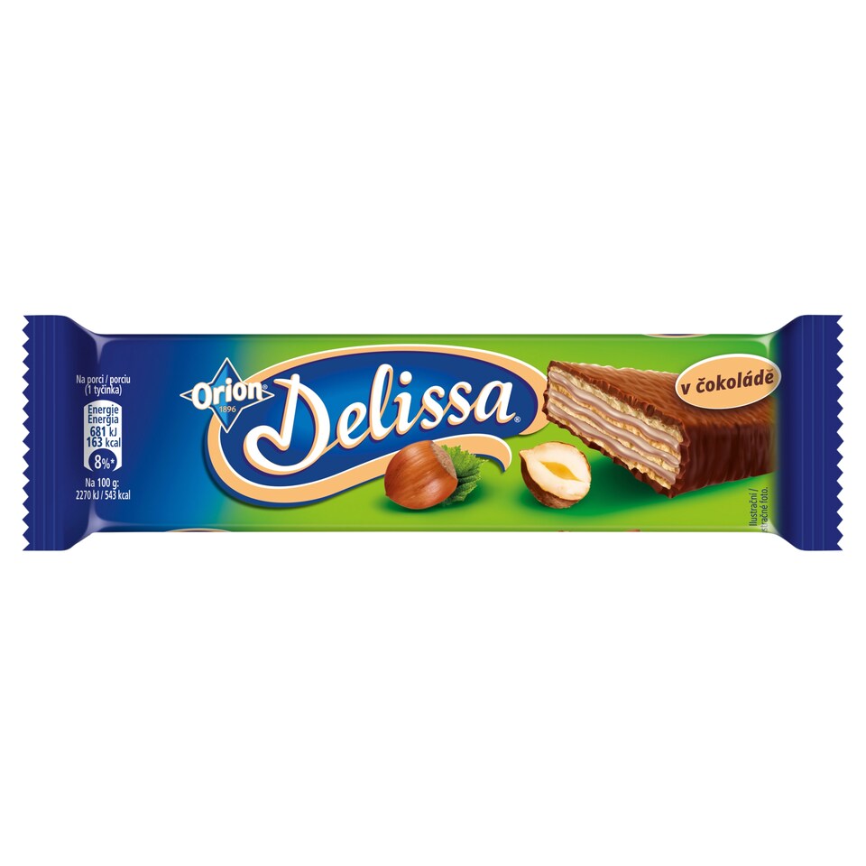 ORION Delissa oblátka s lieskovoorieškovou náplňou máčaná v mliečnej čokoláde 30 g