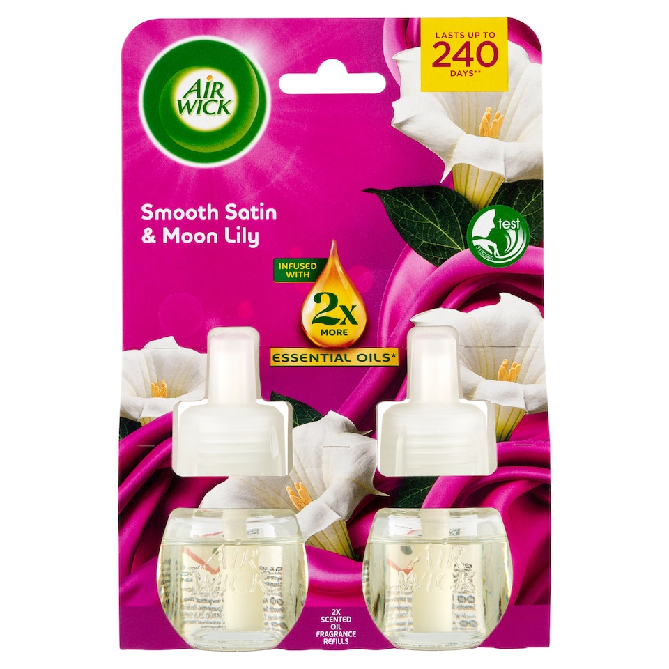 Air Wick Bársonyos Szatén és Éji Liliom elektromos utántöltő légfrissítő készülékhez 2 x 19 ml  1. kép