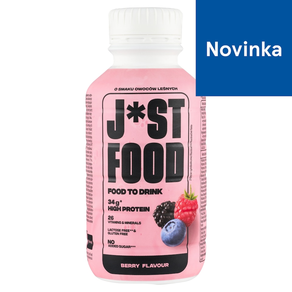 obrázok 1 z Just Food Bezlaktózový nápoj s mliekom s príchuťou lesných lesných plodov 500 ml