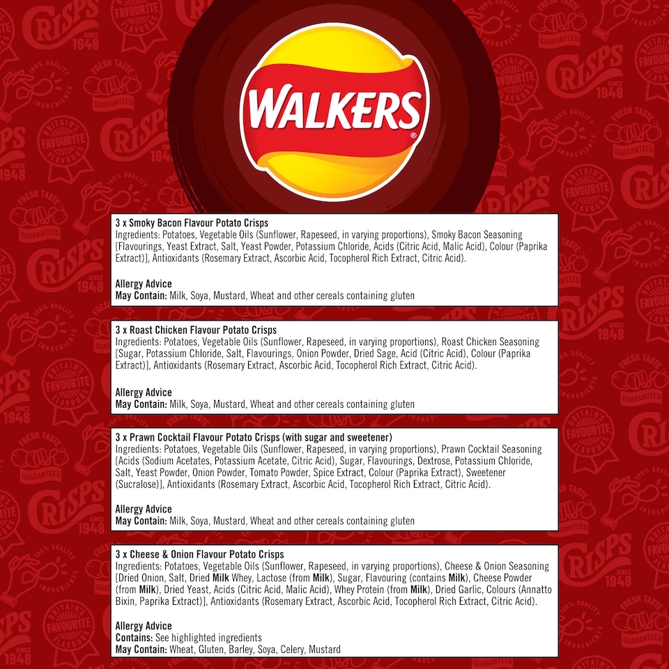 image 1 of Walkers Meaty Variety Multipack Crisps 12x25g