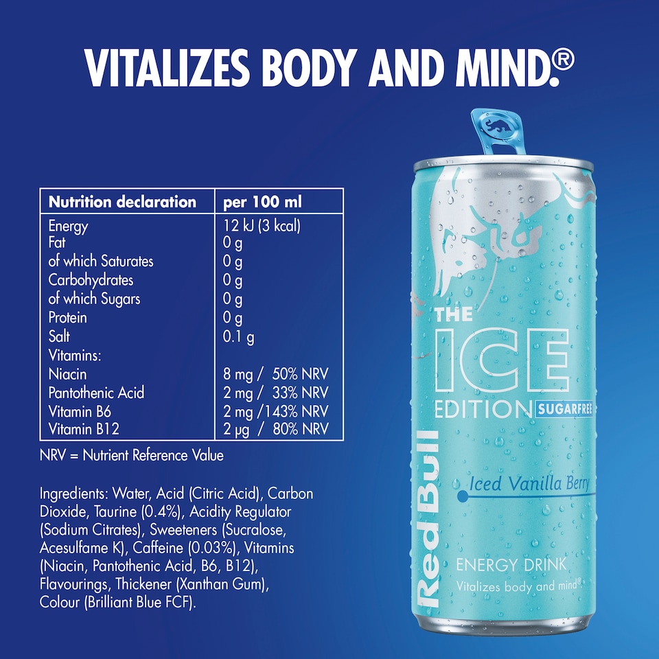 image 1 of Red Bull The Ice Edition Sugar Free Iced Vanilla Berry Energy Drink 250ml
