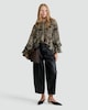 image 2 of F&F Paisley Print Ruffle Blouse in Multi Black White