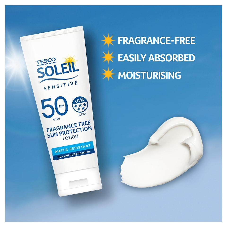 image 1 of Tesco Soleil Sensitive Sun Lotion Spf 50 200Ml
