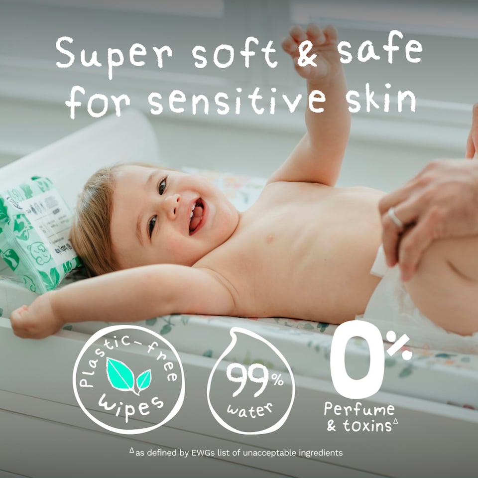 image 1 of Pura Plastic Free Baby Wipes 3 x 60pk