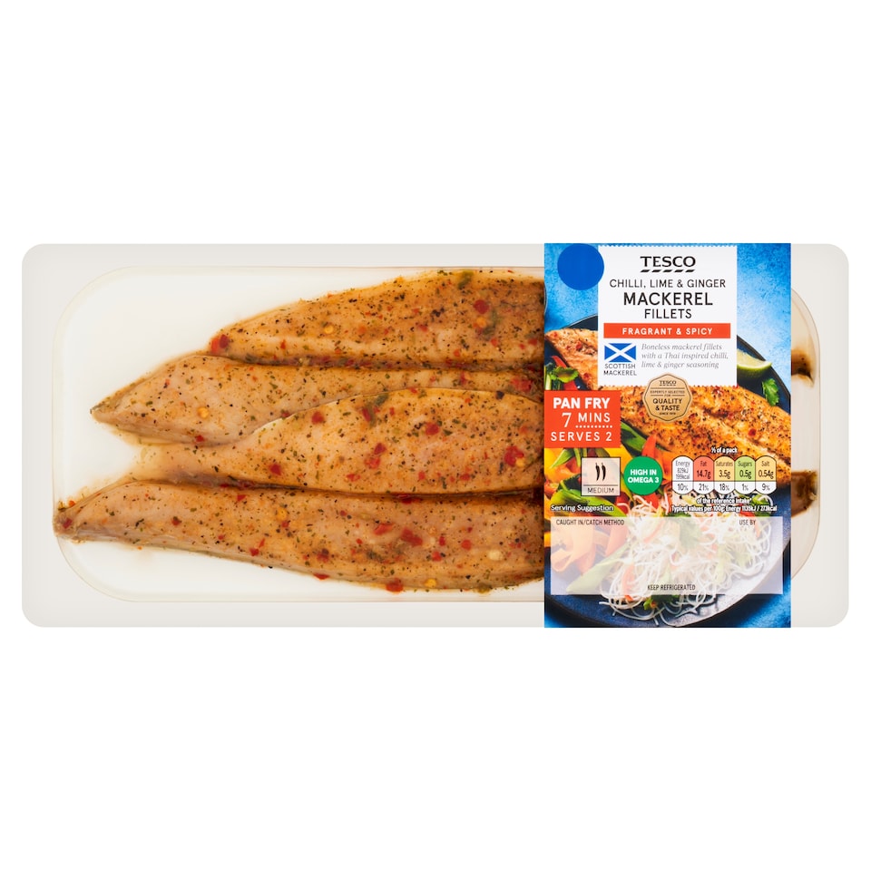 Tesco Chilli, Lime and Ginger Mackerel Fillets 165g