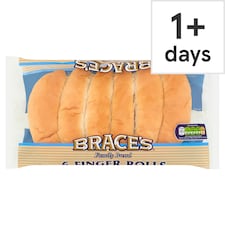 Brace's Family Bread White Finger Rolls 6 Pack