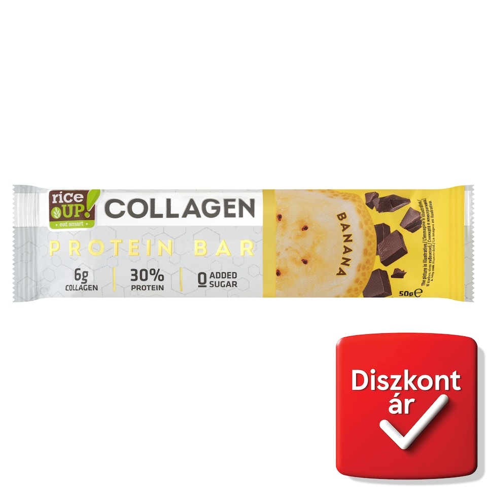 RiceUp! kollagénes fehérje szelet banán ízesítéssel hozzáadott cukor nélkül 50 g  1. kép