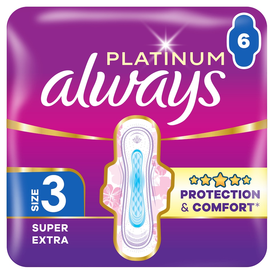 image 1 of Always Platinum Sanitary Towels Super Extra (Size 3) 6 Pads