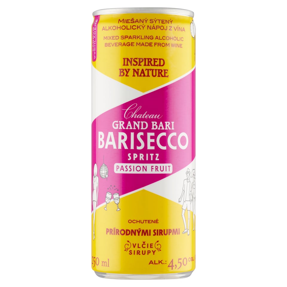 obrázok 1 z Chateau GRAND BARI Barisecco Spritz Passion Fruit miešaný sýtený alkoholický nápoj z vína 250 ml