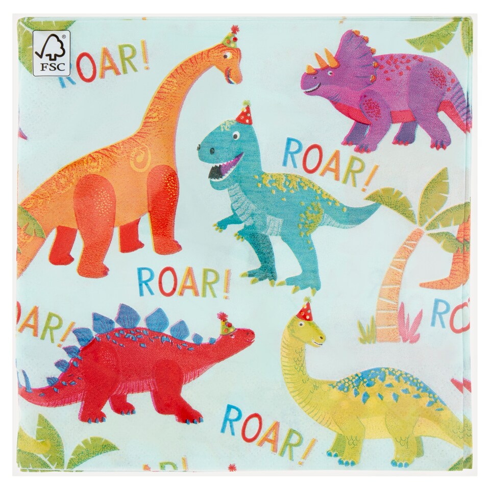 Decorata Party Roar! szalvéta 33 cm x 33 cm 2 rétegű 20 db
