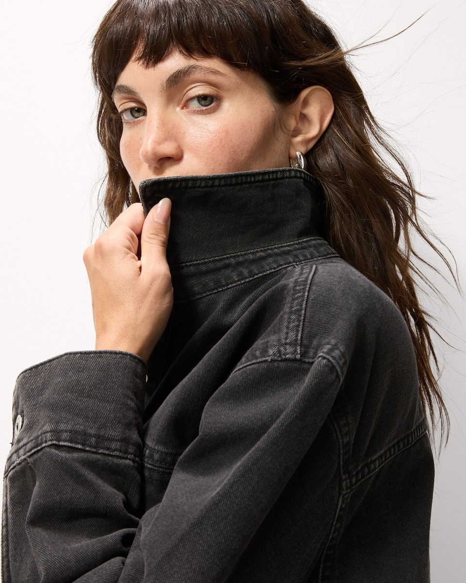 image 1 of F&F Pure Cotton Denim Shirt in Black