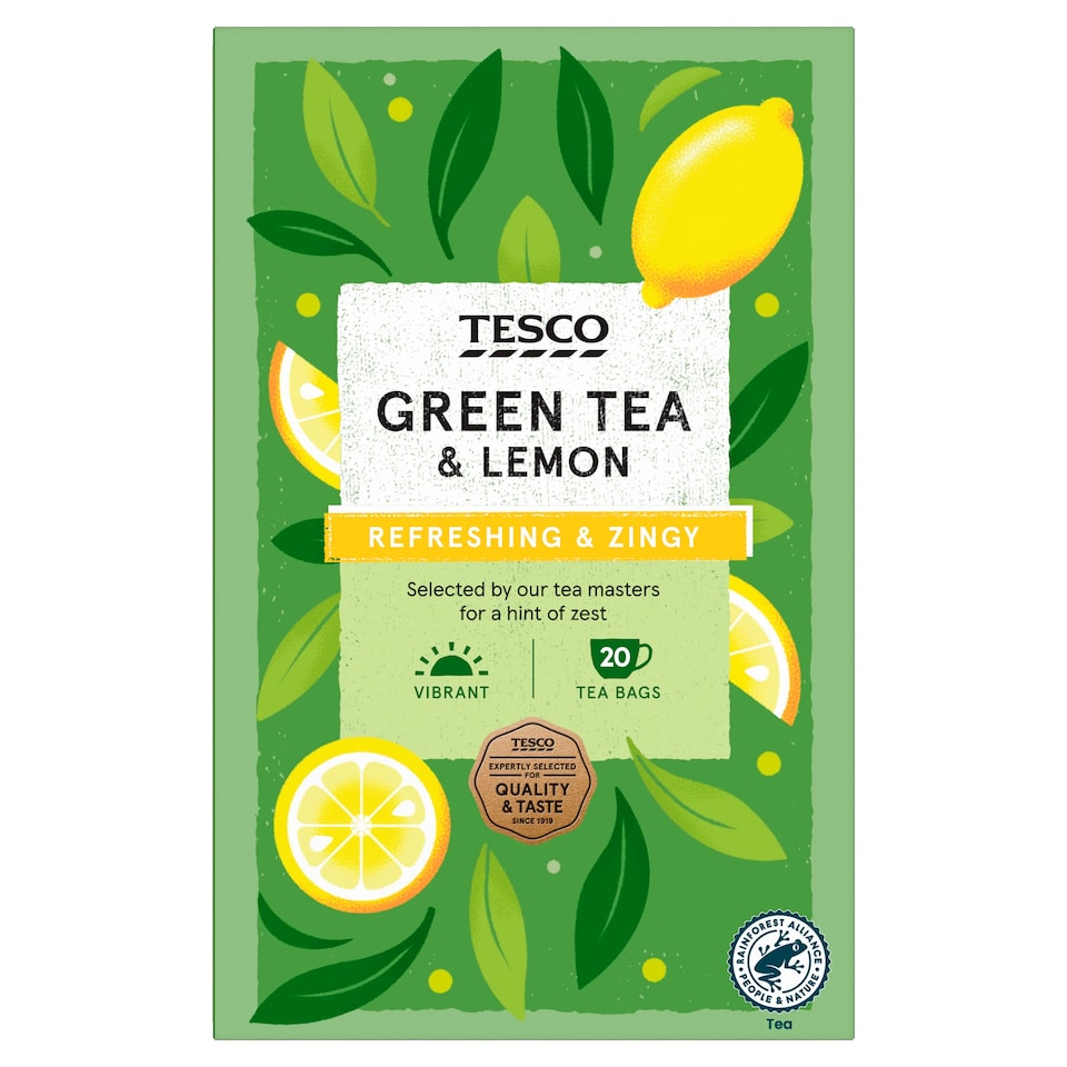 Tesco Green Tea & Lemon 20 Pack 50g