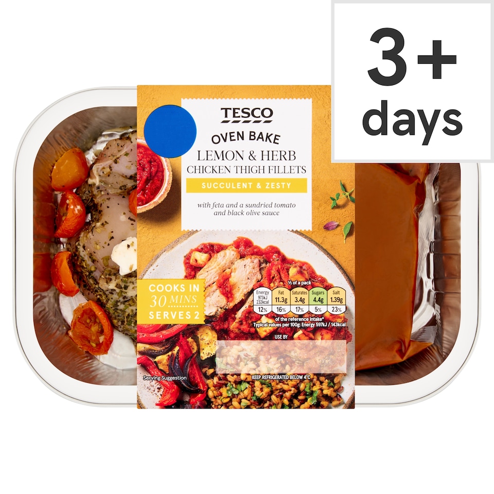 Tesco Feta & Lemon Chicken Thigh Fillets with Tomato Tapenade and Red peppers 390g