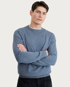 F&F Pure Cotton Ribbed Crew Neck Jumper in Blue