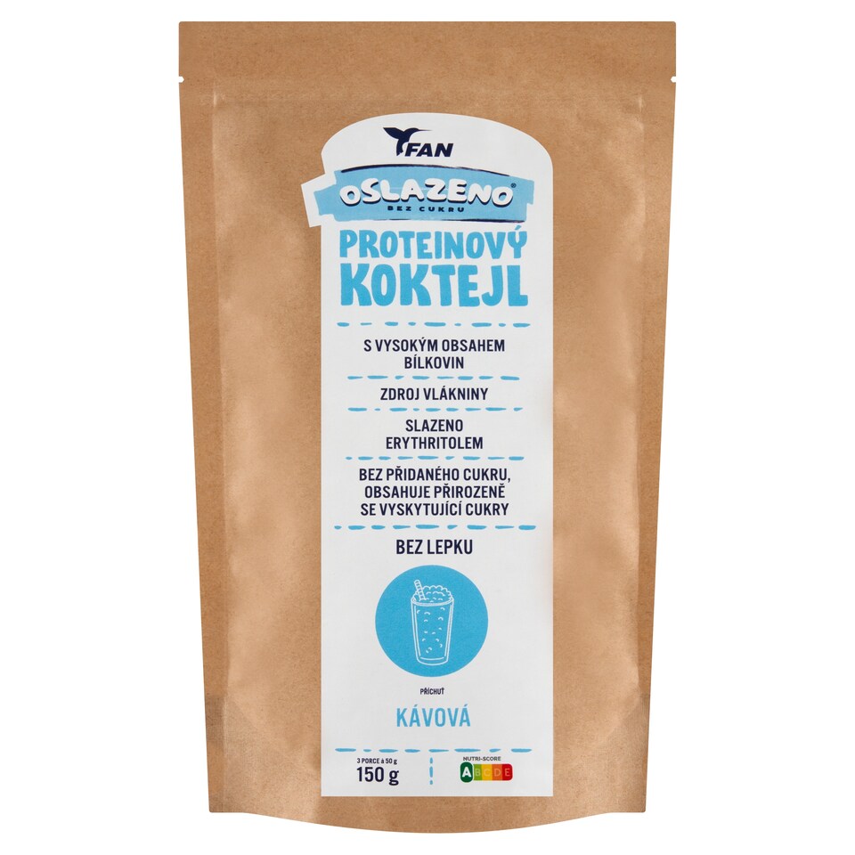 Obrázek 1 pro produkt FAN Oslazeno bez cukru Proteinový koktejl kávová příchuť 150g