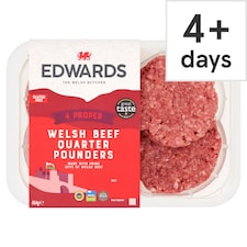 Edwards Of Conwy Beef Quarter Pounders 454G (L